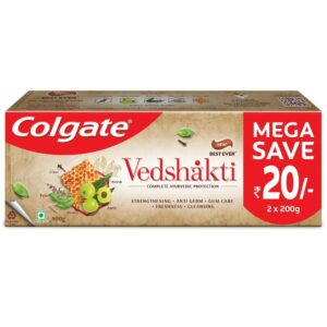 Colgate Swarna Vedshakti 400g (200g x 2, Pack of 2) Ayurvedic Cavity Protection, Bad Breath Treatment Toothpaste